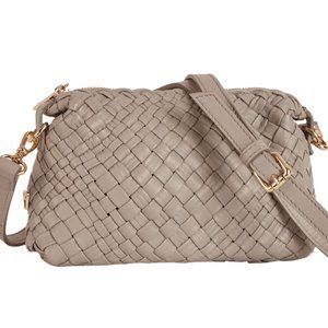 GHIBLI Luxury Gray Hand Woven Leather Crossbody Bag